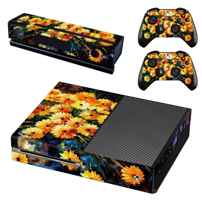 Yellow flowers oil painting decal skin for Xbox one Console and 2 Controllers