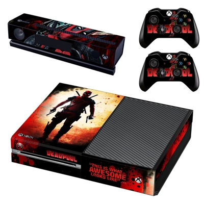 Deadpool decal skin for Xbox one Console and 2 Controllers Deadpool decal skin for Xbox one Console and 2 Controllers
