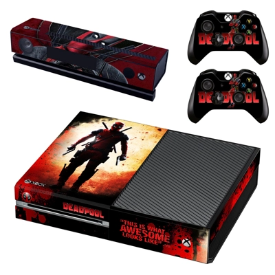 Deadpool decal skin for Xbox one Console and 2 Controllers Deadpool decal skin for Xbox one Console and 2 Controllers