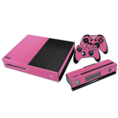 Pink carbon fiber decal skin for Xbox one Console and 2 Co.. Pink carbon fiber decal skin for Xbox one Console and 2 Co..