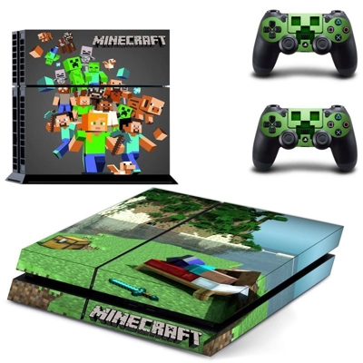 Minecraft skin sticker for playstation 4 console and two controllers