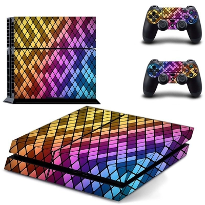 Rhombus Pattern skin sticker for playstation 4 console and two controllers