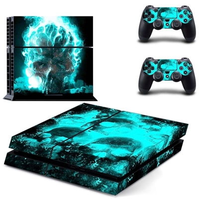 Smoky Skull skin sticker for playstation 4 console and two controllers