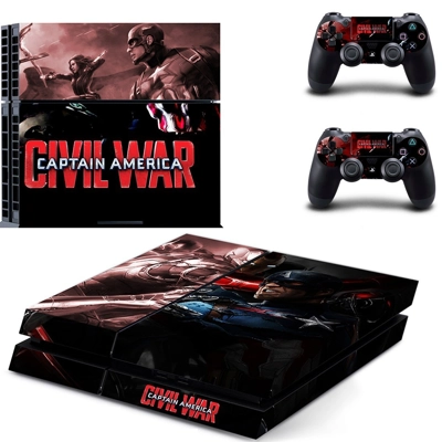 Civil War Captain America skin sticker for playstation 4 console and two controllers