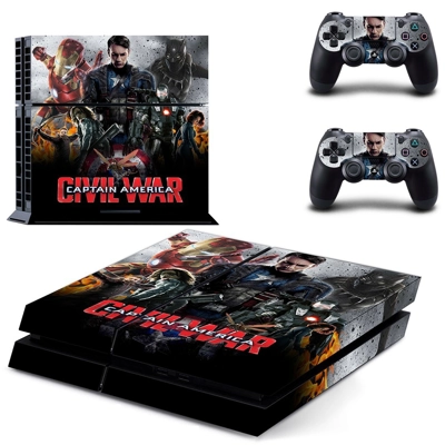 Civil War Captain America skin sticker for playstation 4 console and two controllers