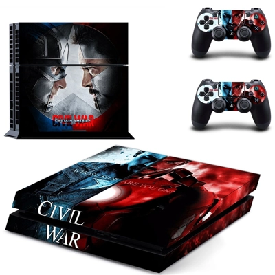 Civil War Captain America skin sticker for playstation 4 console and two controllers