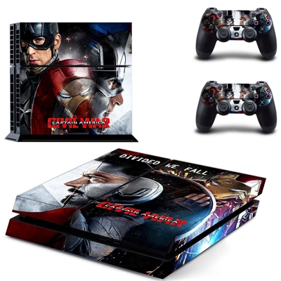 Civil War Captain America skin sticker for playstation 4 console and two controllers