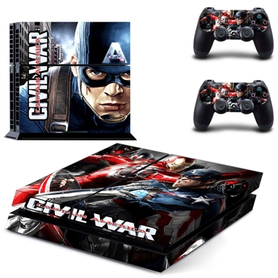 Civil War Captain America skin sticker for playstation 4 console and two controllers