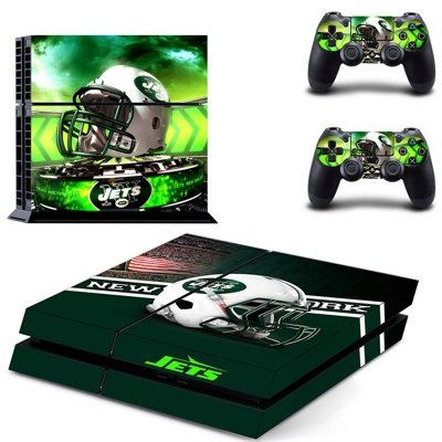 New york jets skin sticker for playstation 4 console and two controllers