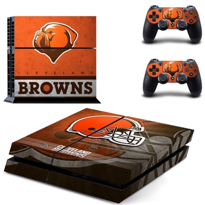 Cleveland browns skin sticker for playstation 4 console and two controllers