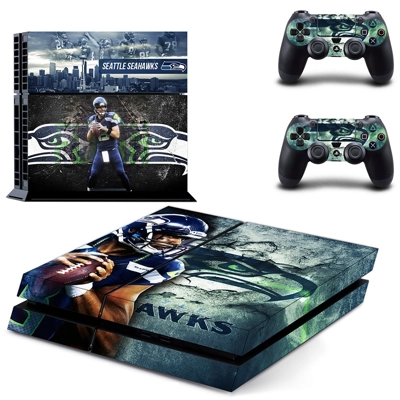 Seattle seahawks skin sticker for playstation 4 console and two controllers