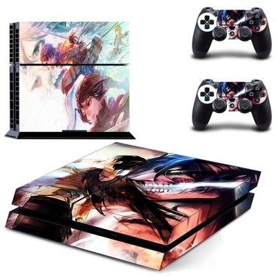 Attack on Titan skin sticker for playstation 4 console and two controllers