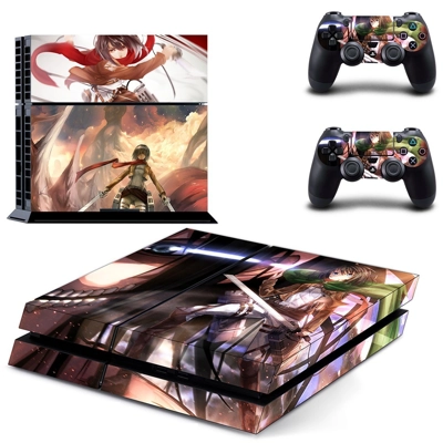 Attack on Titan skin sticker for playstation 4 console and two controllers