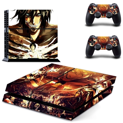 Attack on Titan skin sticker for playstation 4 console and two controllers