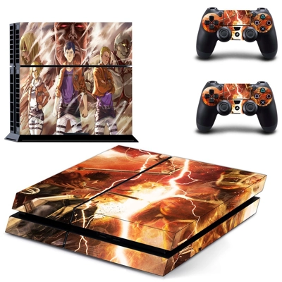 Attack on Titan skin sticker for playstation 4 console and two controllers