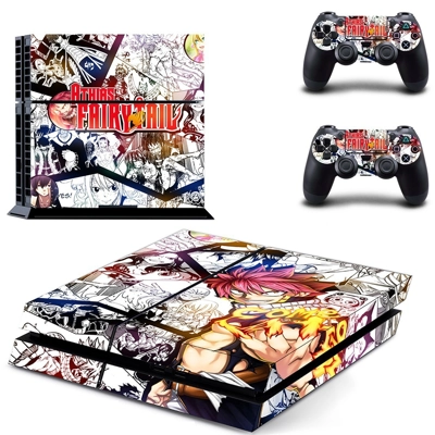 Fairy Tail skin sticker for playstation 4 console and two controllers