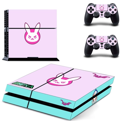 Dva Bunny skin sticker for playstation 4 console and two controllers