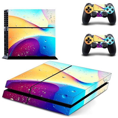 Clorful Gradiant with water splash skin sticker for playstation 4 console and two controllers