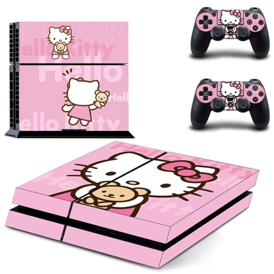 Hello Kitty skin sticker for playstation 4 console and two controllers