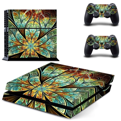 Spiral Flower skin sticker for playstation 4 console and two controllers