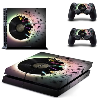 Fired disk skin sticker for playstation 4 console and two controllers