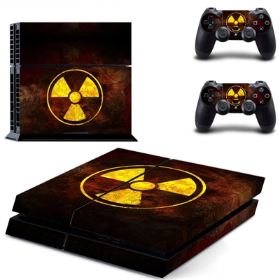 Radioactive wallpaper skin sticker for playstation 4 console and two controllers