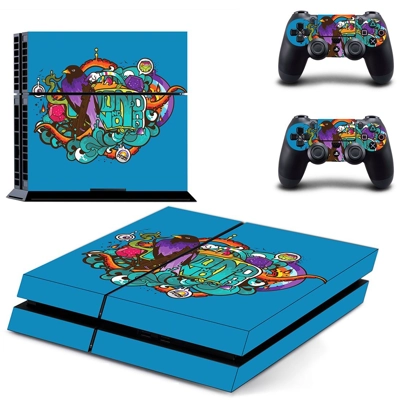 Vector Art skin sticker for playstation 4 console and two .. Vector Art skin sticker for playstation 4 console and two ..