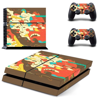 Colorful Clipart skin sticker for playstation 4 console and two controllers