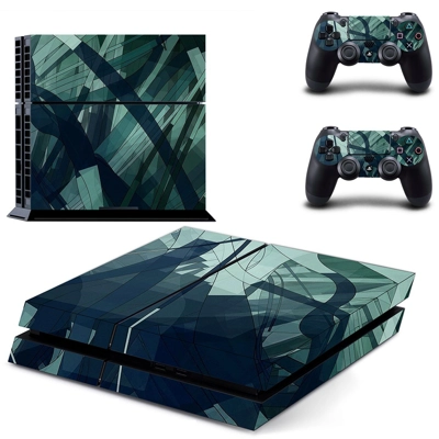 Grey wallpaper skin sticker for playstation 4 console and two controllers