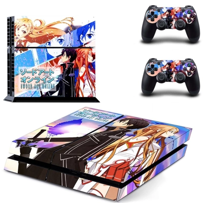 Sword art online skin sticker for playstation 4 console and two controllers