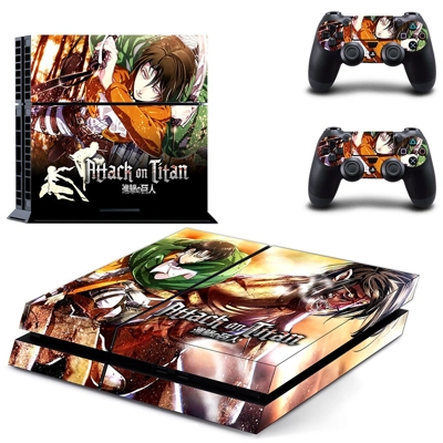 Attack on titan skin sticker for playstation 4 console and two controllers