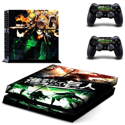 Attack on titan skin sticker for playstation 4 console and two controllers