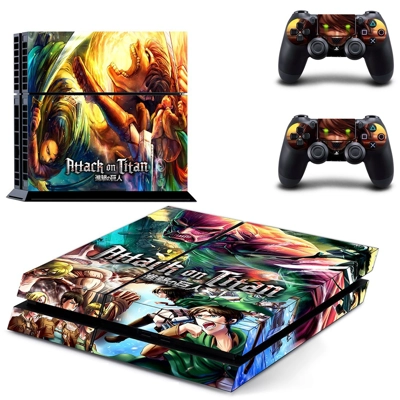 Attack on titan skin sticker for playstation 4 console and two controllers