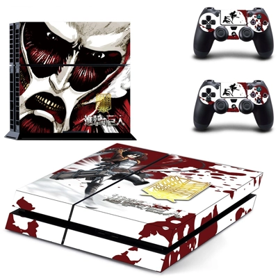 Attack on titan skin sticker for playstation 4 console and two controllers