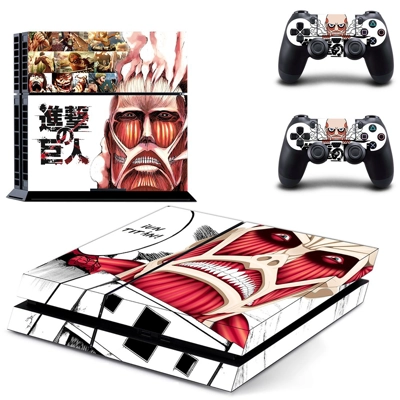 Attack on titan skin sticker for playstation 4 console and two controllers