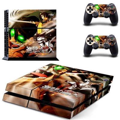 Attack on titan skin sticker for playstation 4 console and two controllers