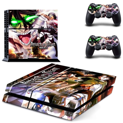 Attack on titan skin sticker for playstation 4 console and two controllers