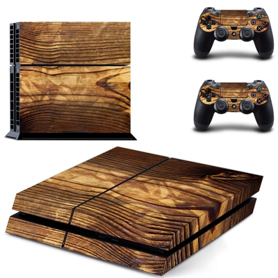 Tree trunk skin sticker for playstation 4 console and two controllers