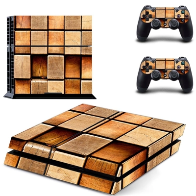 Square block skin sticker for playstation 4 console and two controllers
