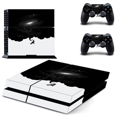Black galaxy skin sticker for playstation 4 console and two controllers