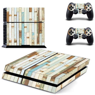 Wood slide board skin sticker for playstation 4 console and two controllers