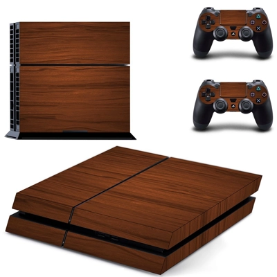 Wooden board skin sticker for playstation 4 console and two controllers
