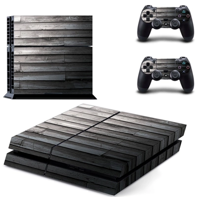 Wooden board skin sticker for playstation 4 console and two controllers