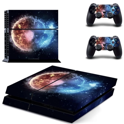 Galaxy scene skin sticker for playstation 4 console and two controllers