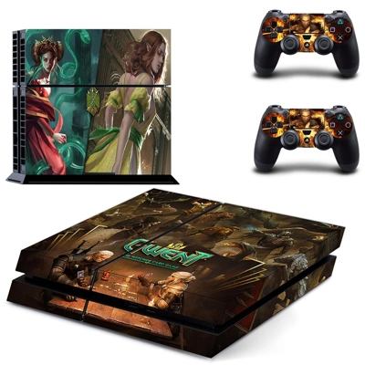 Gwent The Witcher card game skin sticker for playstation 4 console and two controllers