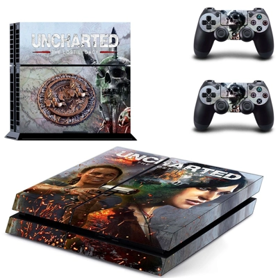 Uncharted skin sticker for playstation 4 console and two c.. Uncharted skin sticker for playstation 4 console and two c..