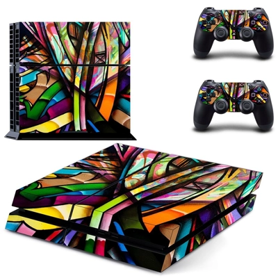 Colorful anime skin sticker for playstation 4 console and two controllers