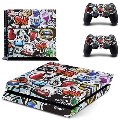 Graffiti skin sticker for playstation 4 console and two controllers