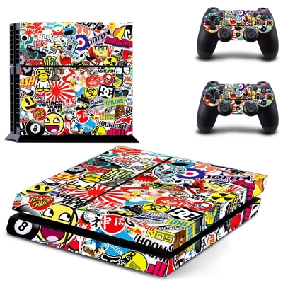 Sticker bomb skin sticker for playstation 4 console and two controllers