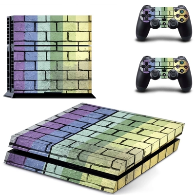 Colourful brick wall print skin sticker for playstation 4 ..